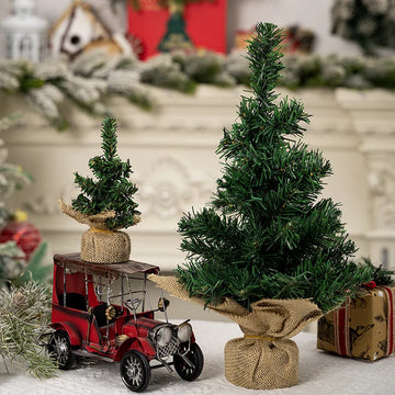 40/50cm Mini Christmas Trees Green With Linen Base Perfect Desktop Ornaments Store Window Displays Christmas Add Festive Touch