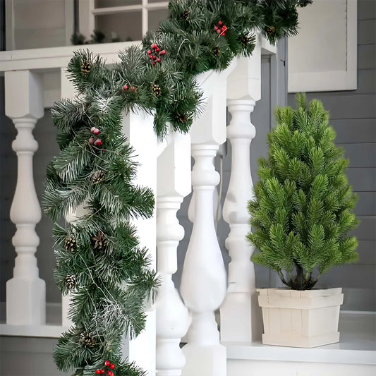 2pcs Artificial Pine Needle Christmas Trees - Realistic Indoor/Outdoor -Resistant Plastic Mini Holiday Decor for Garden & Patio